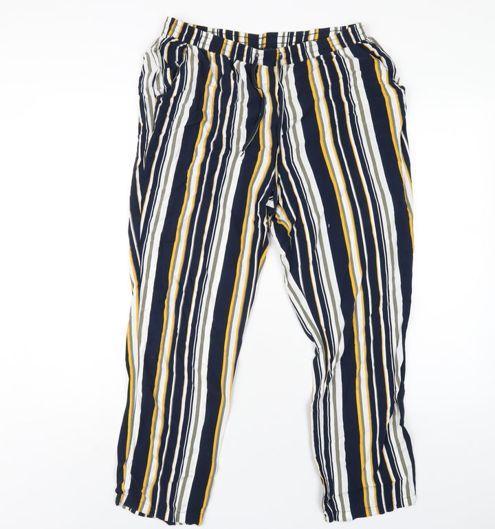 Damart Womens Multicoloured Striped Viscose Trousers Size 16 L26 in Regular Drawstring