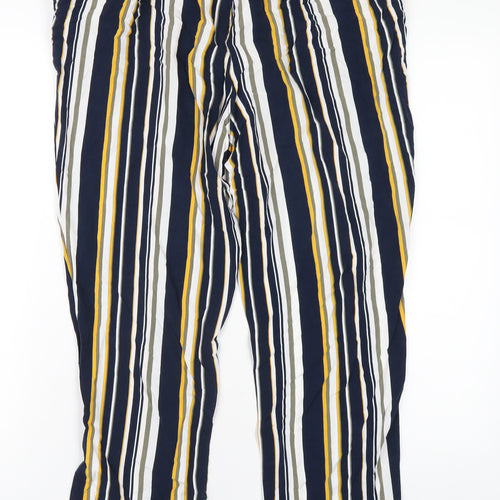 Damart Womens Multicoloured Striped Viscose Trousers Size 16 L26 in Regular Drawstring