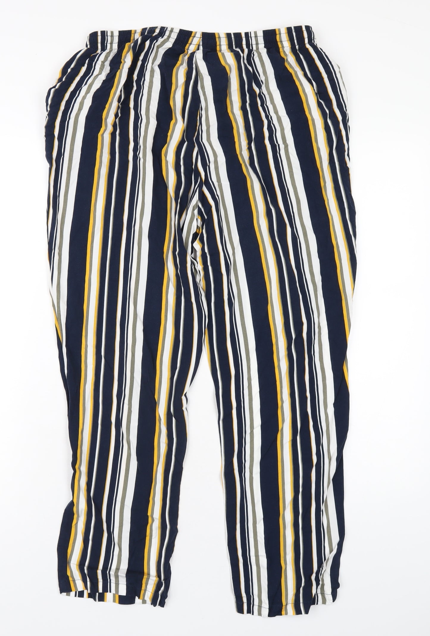Damart Womens Multicoloured Striped Viscose Trousers Size 16 L26 in Regular Drawstring
