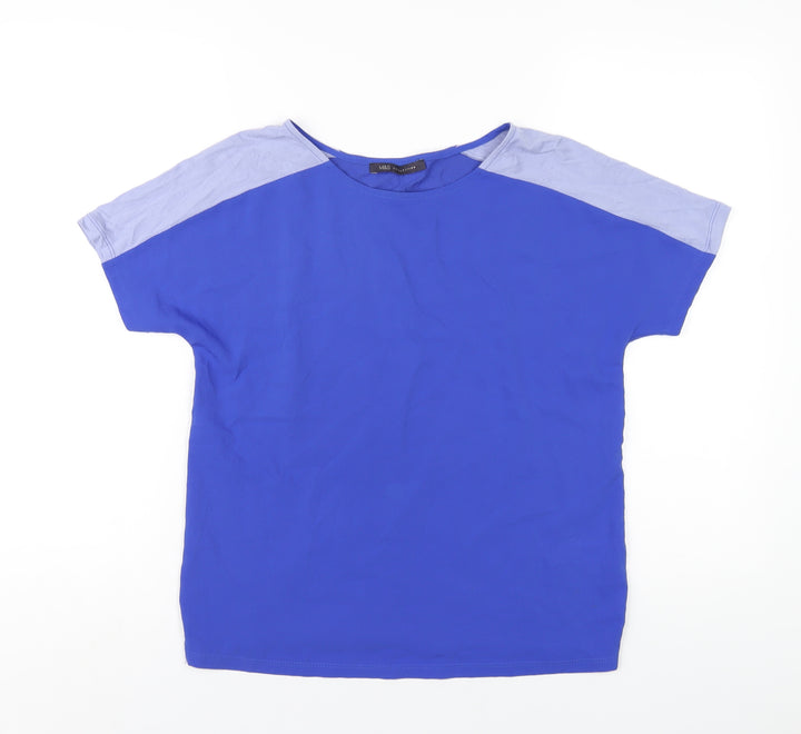 Marks and Spencer Womens Blue Polyester Basic T-Shirt Size 10 Round Neck
