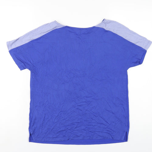 Marks and Spencer Womens Blue Polyester Basic T-Shirt Size 10 Round Neck