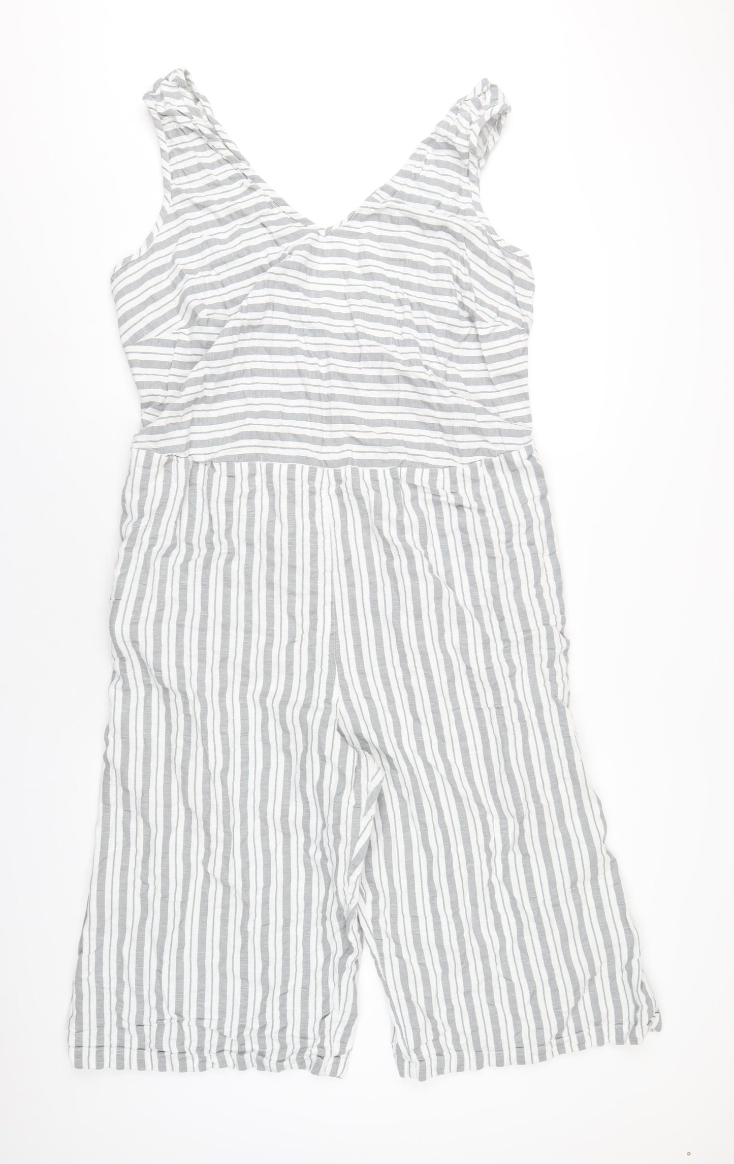 Capsule Womens Grey Striped Vinyl Jumpsuit One-Piece Size 26 L18 in Pullover