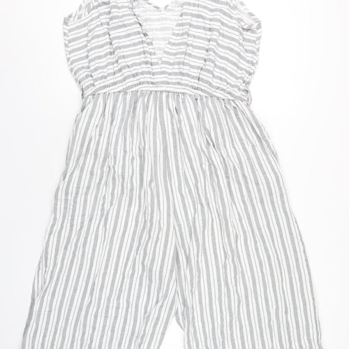 Capsule Womens Grey Striped Vinyl Jumpsuit One-Piece Size 26 L18 in Pullover