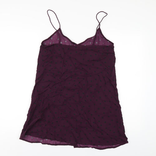 Motel Womens Purple Polka Dot Viscose Slip Dress Size S V-Neck Button