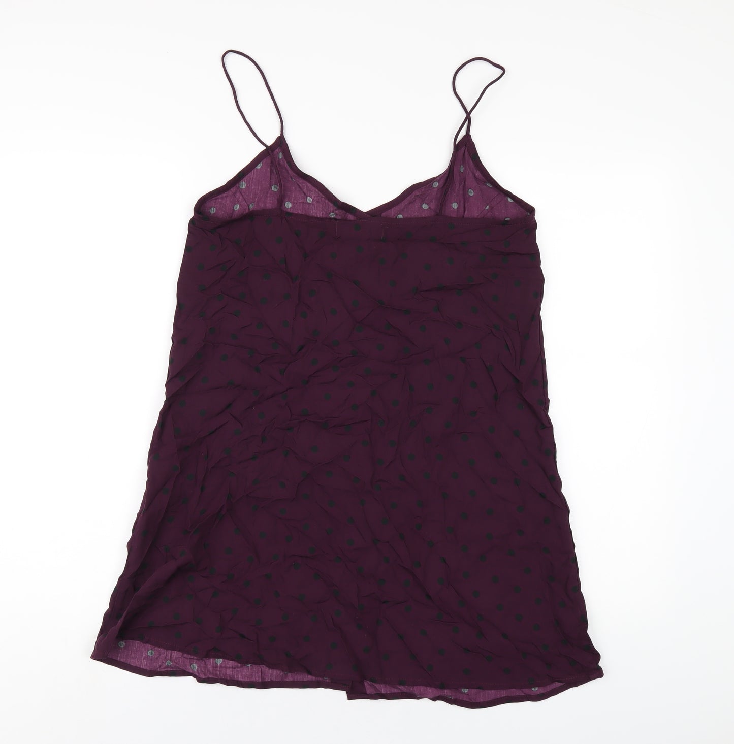 Motel Womens Purple Polka Dot Viscose Slip Dress Size S V-Neck Button