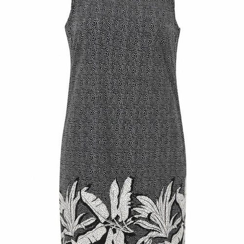 NEXT Womens Black Geometric Linen Tank Dress Size 8 Scoop Neck Pullover