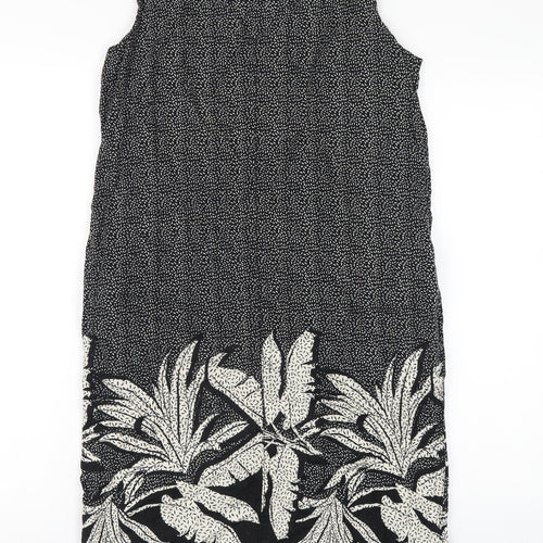 NEXT Womens Black Geometric Linen Tank Dress Size 8 Scoop Neck Pullover