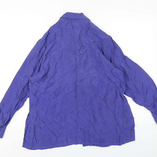 Marks and Spencer Womens Blue Cupro Basic Button-Up Size 16 Collared