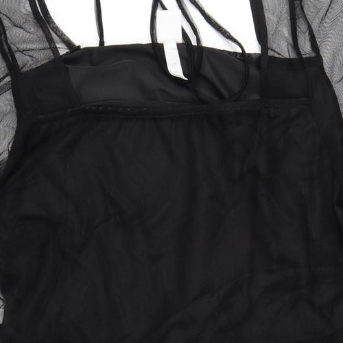 H&M Womens Black Polyester A-Line Size L Square Neck Pullover