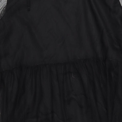 H&M Womens Black Polyester A-Line Size L Square Neck Pullover