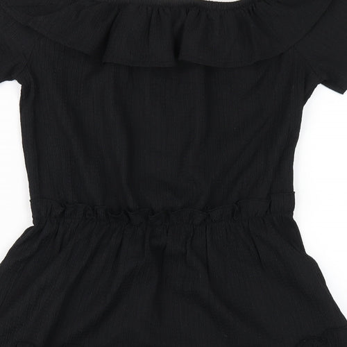 River Island Girls Black Polyester A-Line Size 9-10 Years Off the Shoulder Pullover