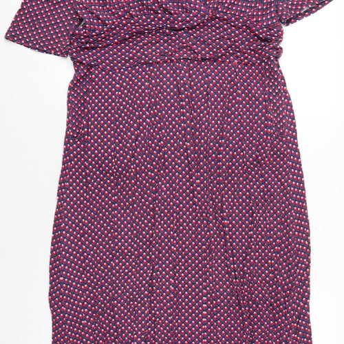 Jolie Moi Womens Purple Geometric Viscose A-Line Size 20 V-Neck Pullover