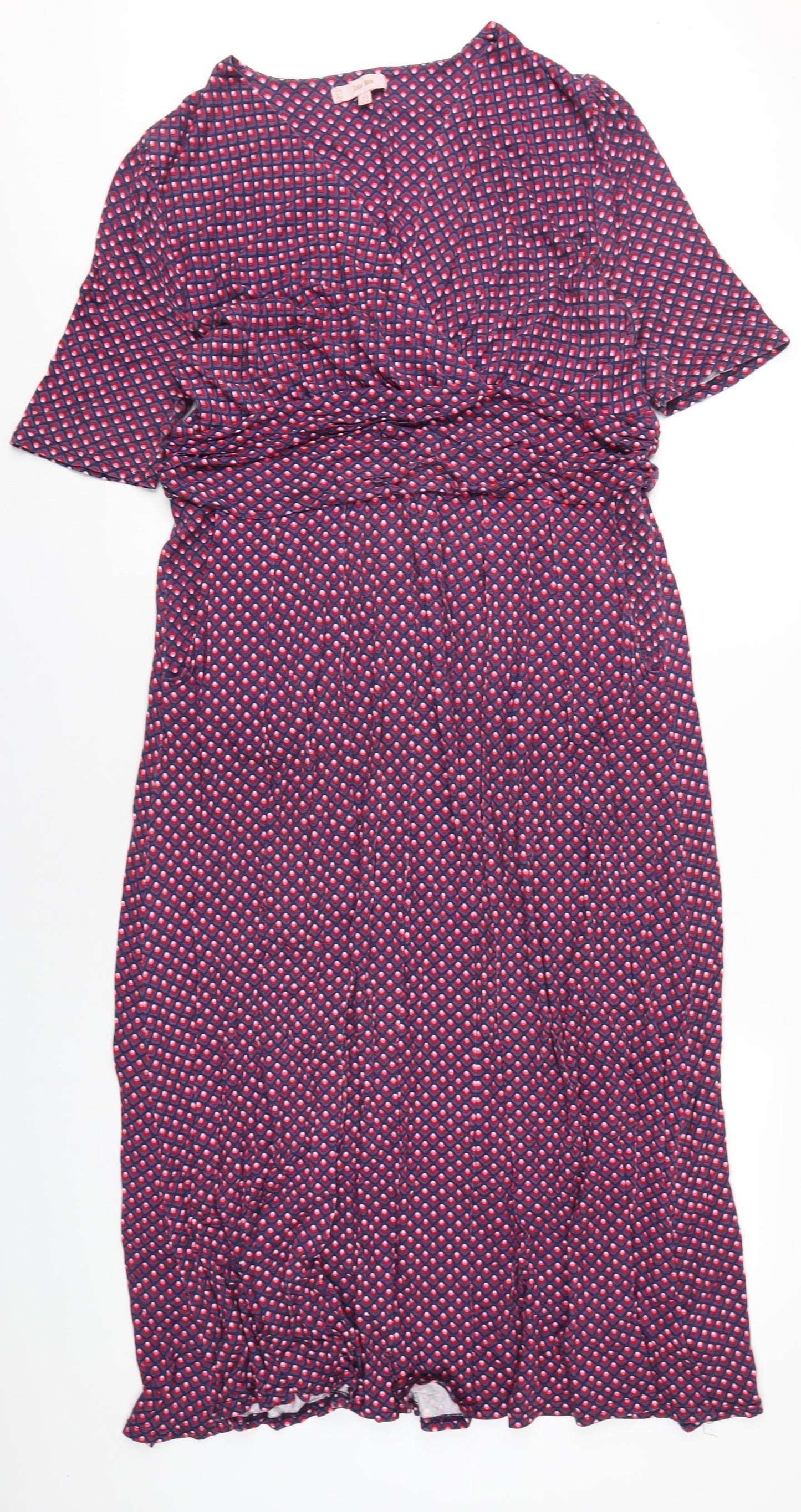 Jolie Moi Womens Purple Geometric Viscose A-Line Size 20 V-Neck Pullover