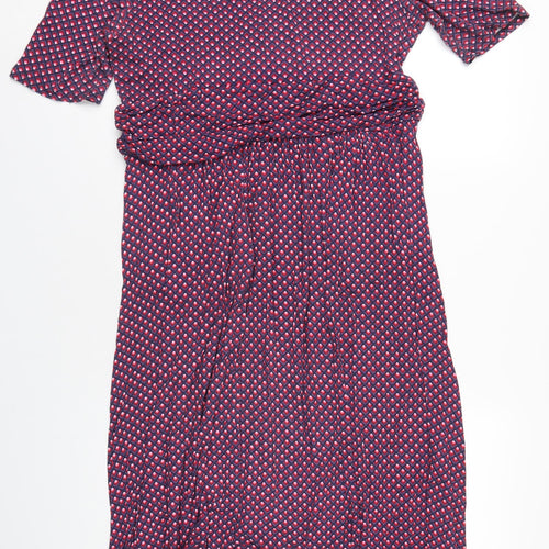 Jolie Moi Womens Purple Geometric Viscose A-Line Size 20 V-Neck Pullover