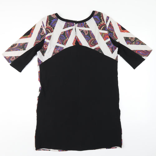VERO MODA Womens Multicoloured Geometric Polyester T-Shirt Dress Size S Round Neck Pullover