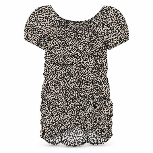 Front view of New Look women’s beige geometric polyester bodycon, size UK 12, v-neck pullover