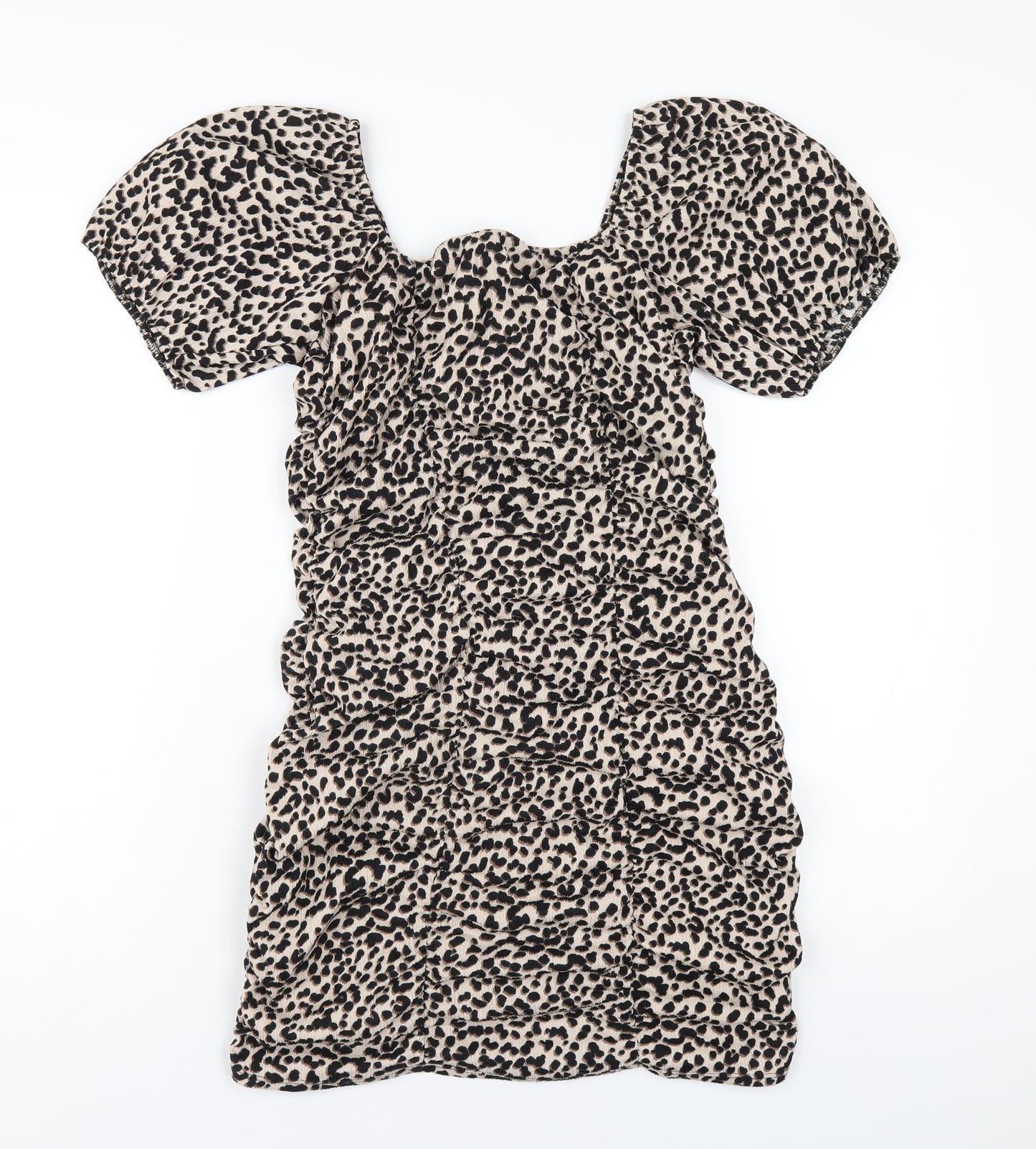 New Look Womens Beige Geometric Polyester Bodycon Size 12 V-Neck Pullover