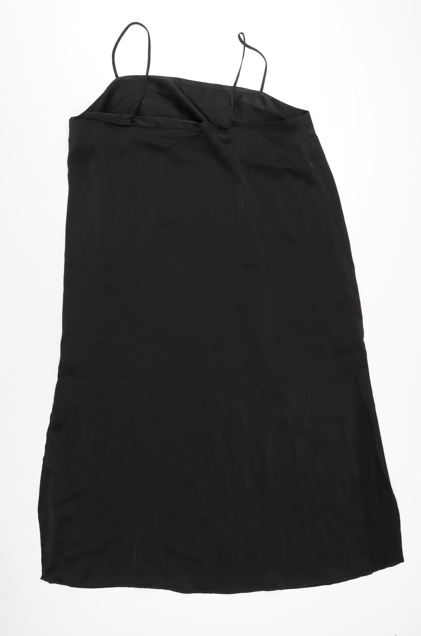 H&M Womens Black Polyester Slip Dress Size XL Square Neck Pullover