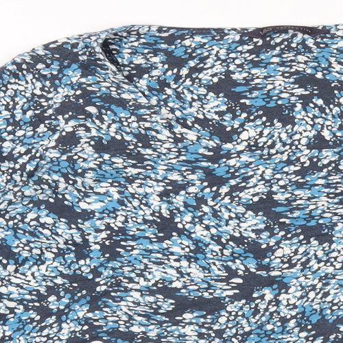Marks and Spencer Womens Blue Geometric Acrylic Basic T-Shirt Size 12 Scoop Neck
