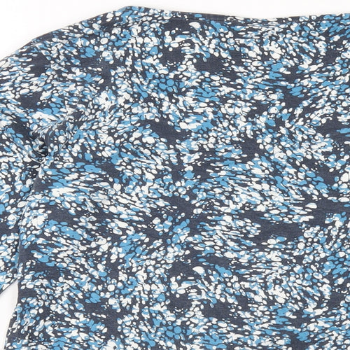 Marks and Spencer Womens Blue Geometric Acrylic Basic T-Shirt Size 12 Scoop Neck