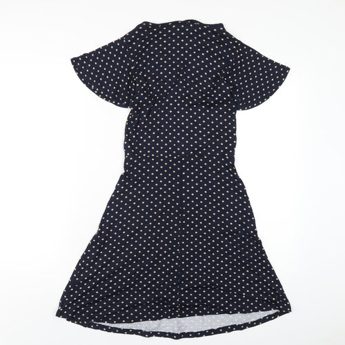 Principles Womens Blue Geometric Viscose A-Line Size 8 V-Neck Pullover