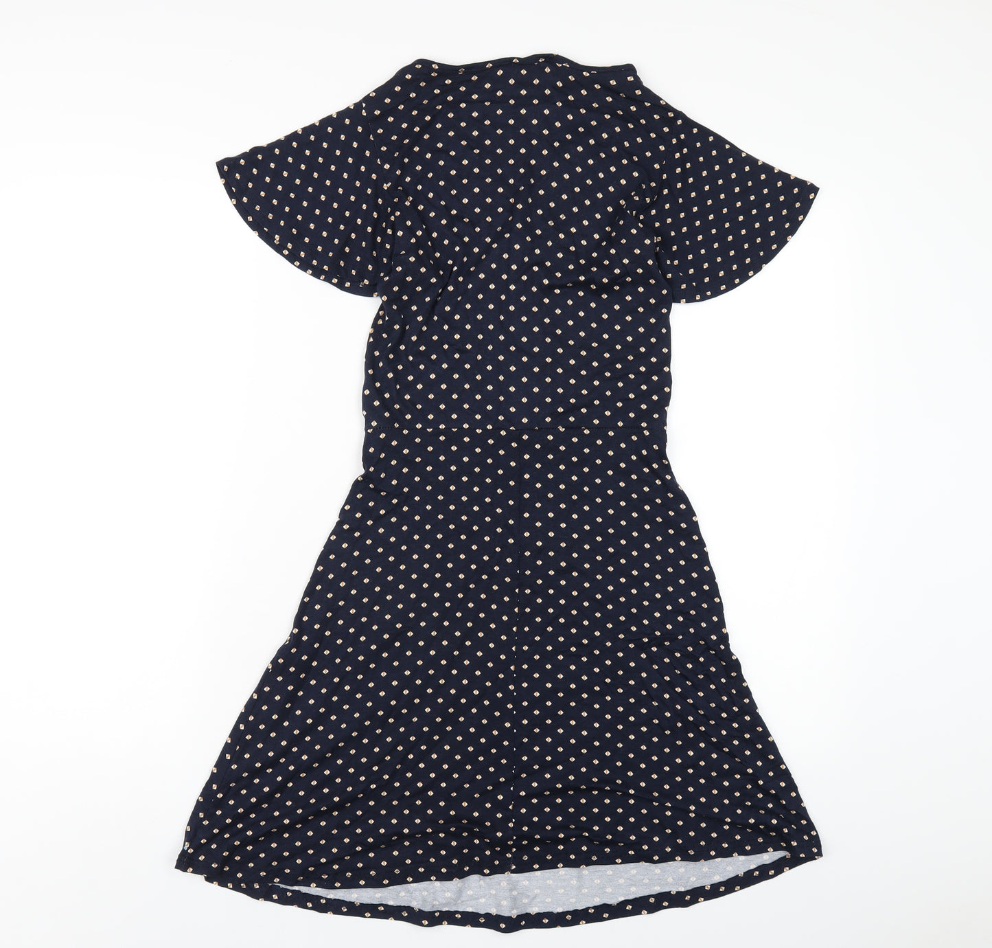 Principles Womens Blue Geometric Viscose A-Line Size 8 V-Neck Pullover