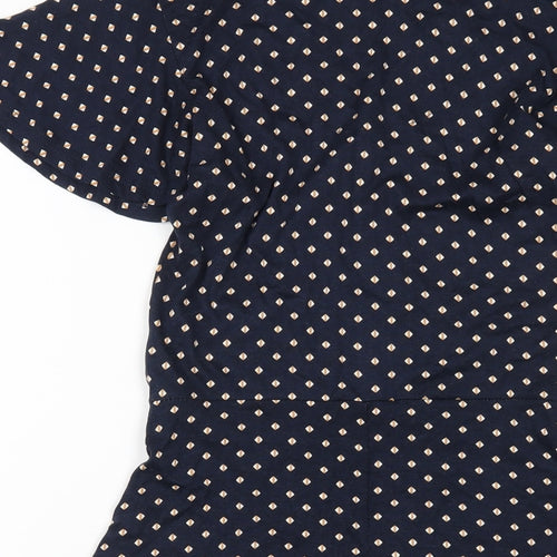 Principles Womens Blue Geometric Viscose A-Line Size 8 V-Neck Pullover