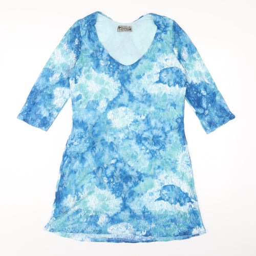 Sophie Womens Blue Polyester A-Line Size 12 V-Neck Pullover