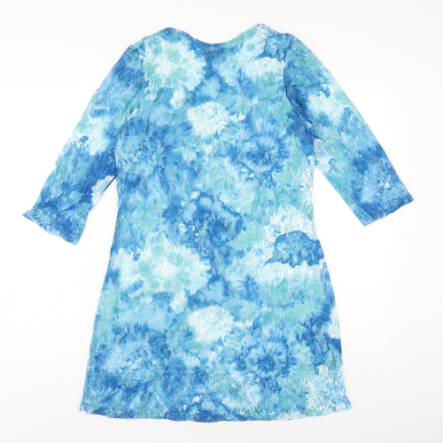 Sophie Womens Blue Polyester A-Line Size 12 V-Neck Pullover