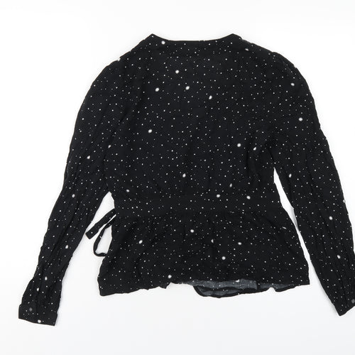 Gap Womens Black Geometric Viscose Wrap Blouse Size S V-Neck