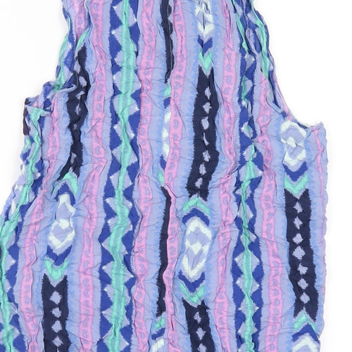 H&M Womens Multicoloured Geometric Viscose Basic Tank Size 10 Scoop Neck