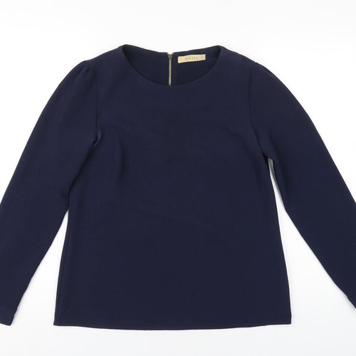 Oasis Womens Blue Polyester Basic T-Shirt Size 10 Round Neck