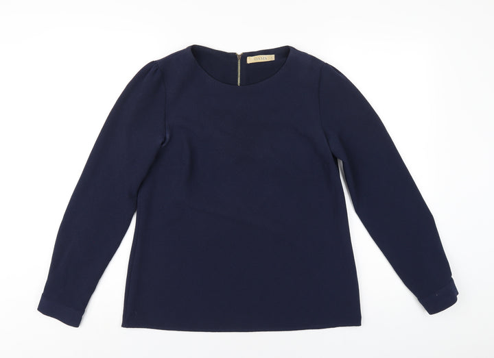 Oasis Womens Blue Polyester Basic T-Shirt Size 10 Round Neck