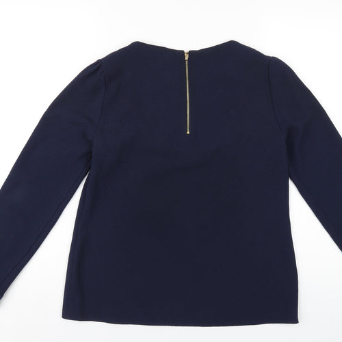 Oasis Womens Blue Polyester Basic T-Shirt Size 10 Round Neck