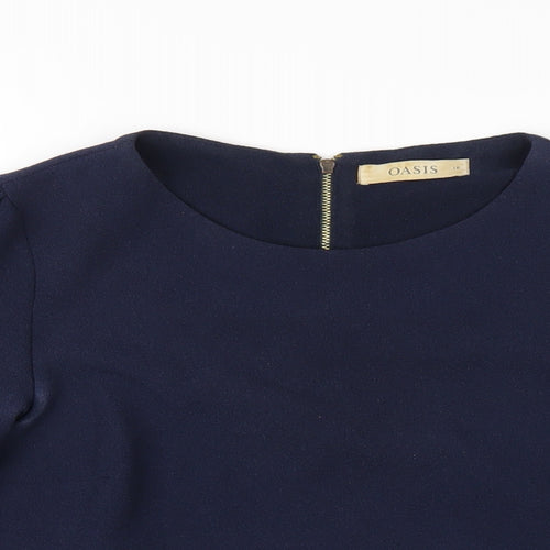 Oasis Womens Blue Polyester Basic T-Shirt Size 10 Round Neck