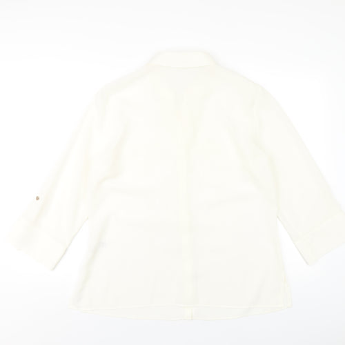 Marks and Spencer Womens Ivory Polyester Basic Button-Up Size 16 Collared