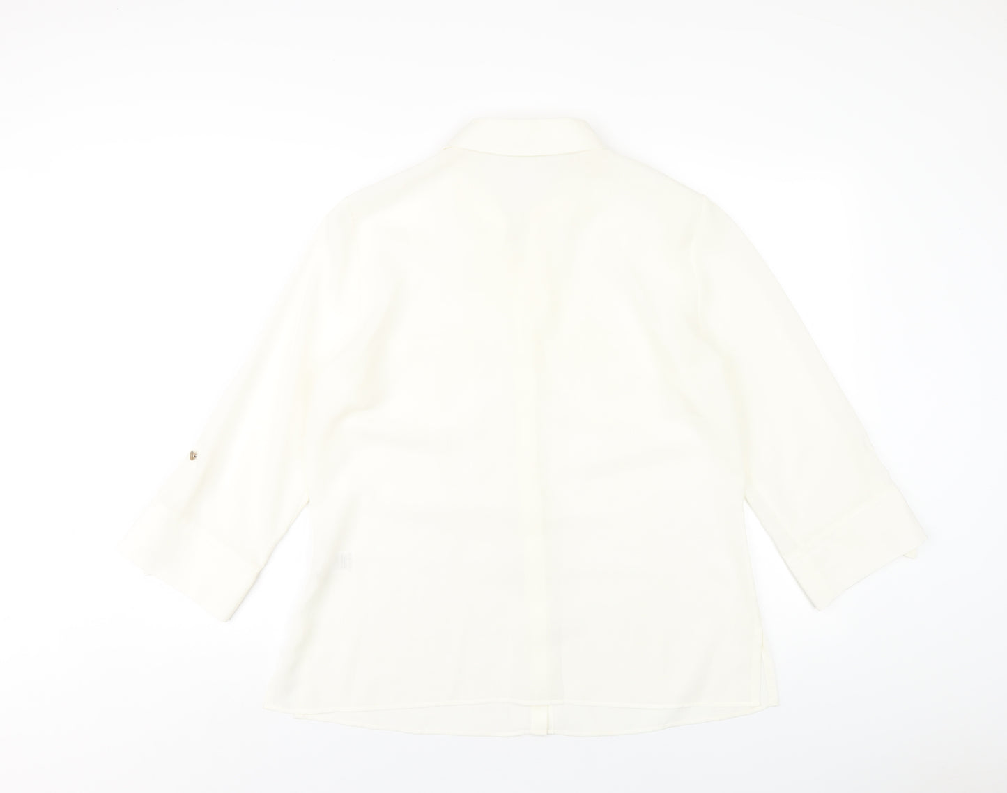 Marks and Spencer Womens Ivory Polyester Basic Button-Up Size 16 Collared