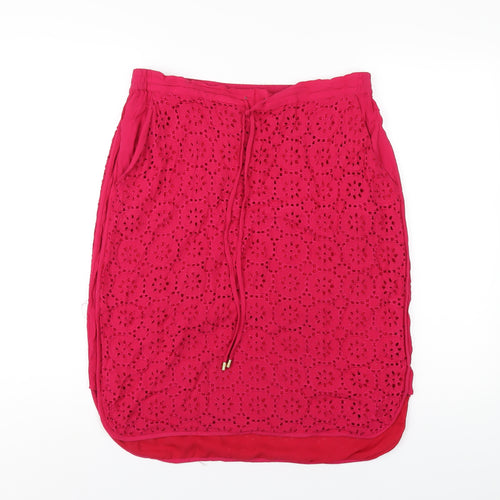 Wishbone Womens Pink Viscose A-Line Skirt Size 10 Drawstring