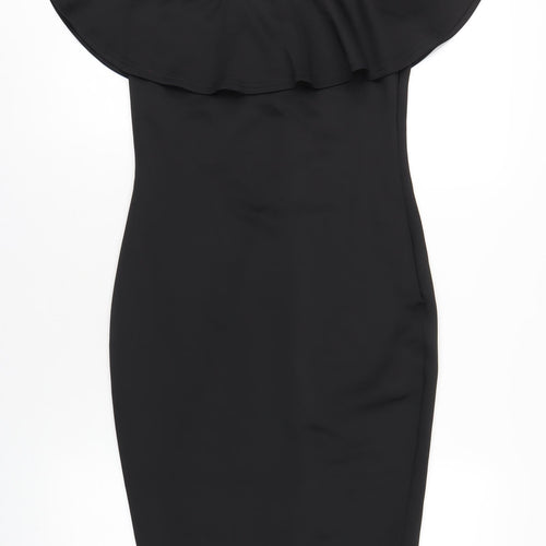 AX Paris Womens Black Polyester Bodycon Size 12 Off the Shoulder Zip