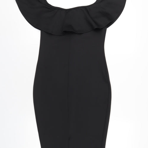 AX Paris Womens Black Polyester Bodycon Size 12 Off the Shoulder Zip