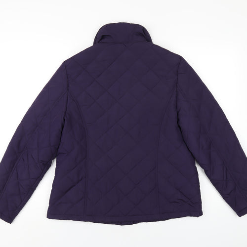 DASH Womens Purple Quilted Coat Size 12 Button