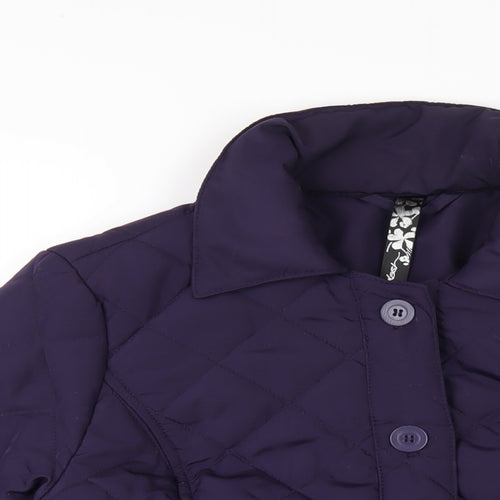 DASH Womens Purple Quilted Coat Size 12 Button