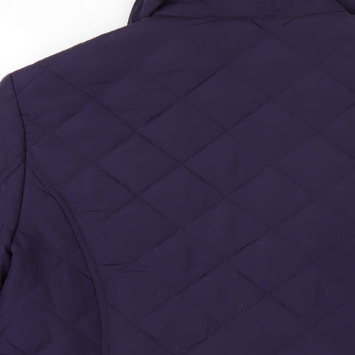 DASH Womens Purple Quilted Coat Size 12 Button