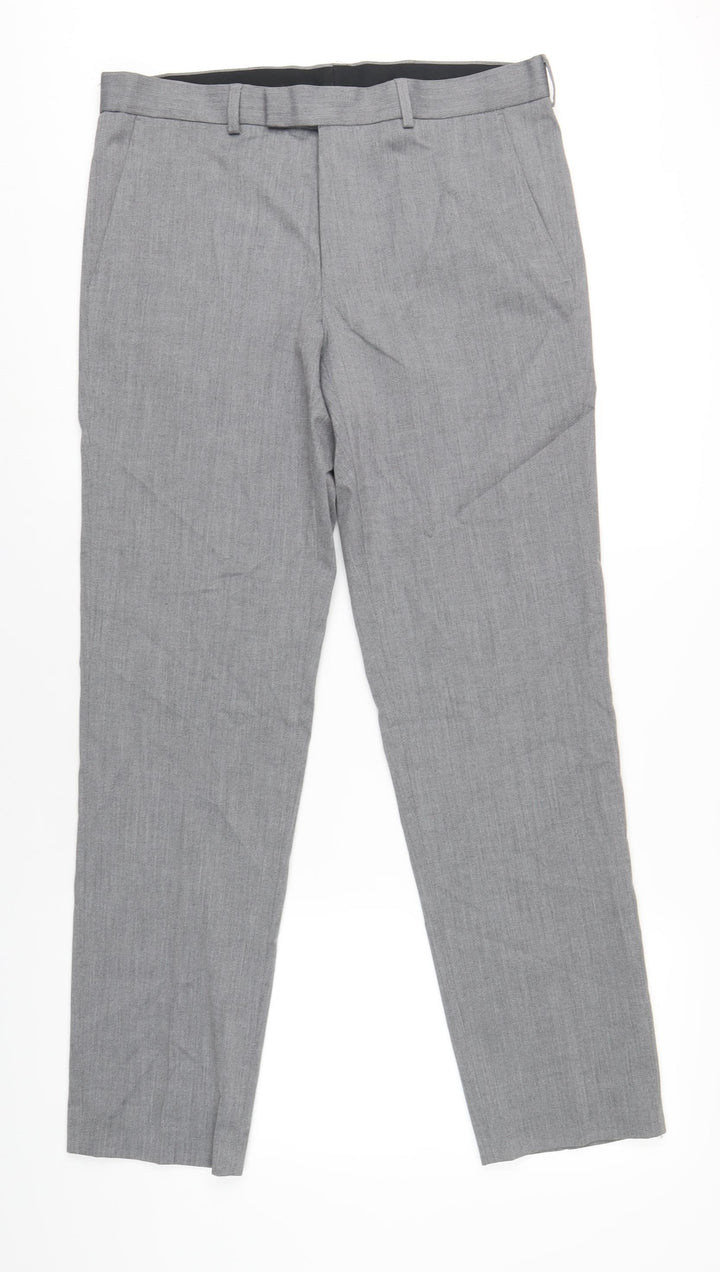 Marks and Spencer Mens Grey Polyester Tuxedo Suit Trousers Size 34 Regular