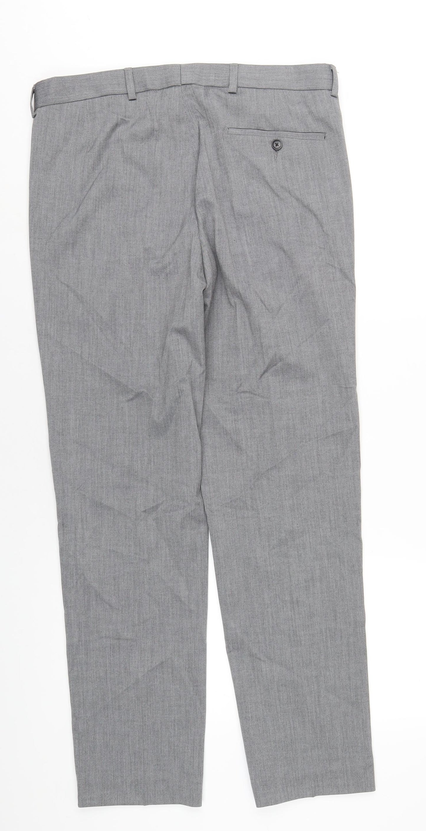 Marks and Spencer Mens Grey Polyester Tuxedo Suit Trousers Size 34 Regular