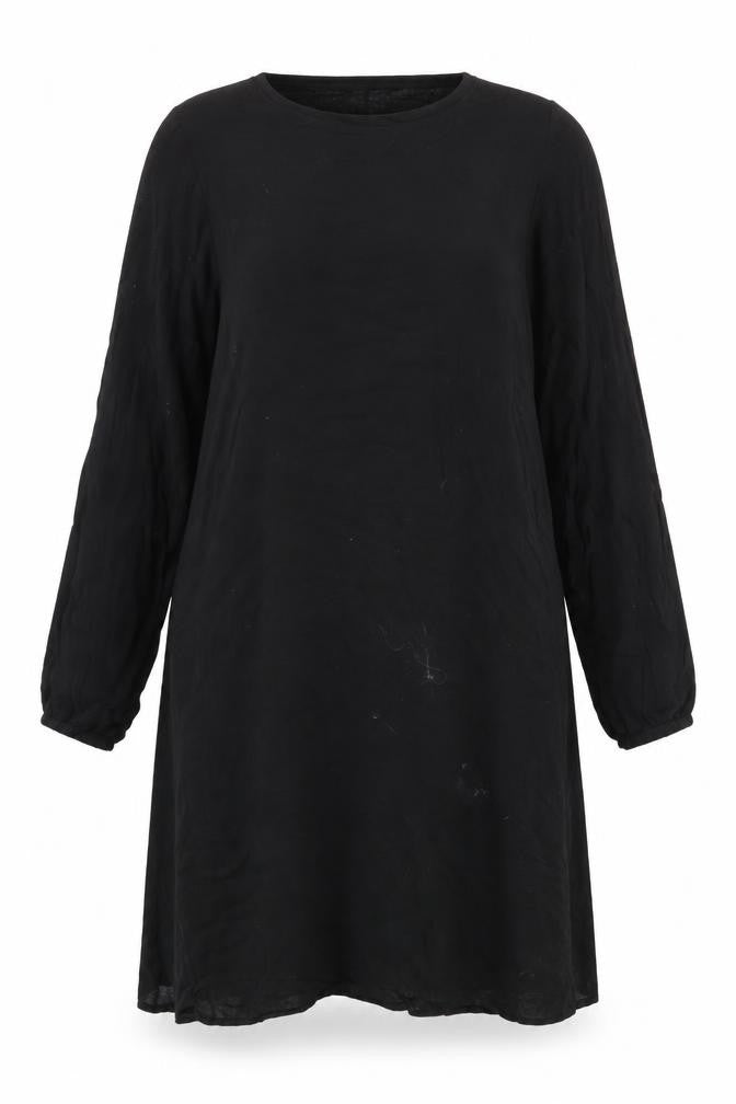 Front view of H&M women’s black viscose a-line, size UK 10, round neck pullover