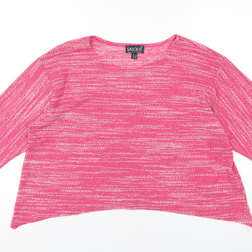 Saloos Womens Pink Polyester Basic T-Shirt Size 14 Round Neck