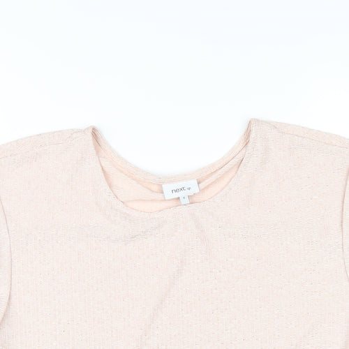NEXT Womens Pink Polyester Basic T-Shirt Size 6 Round Neck