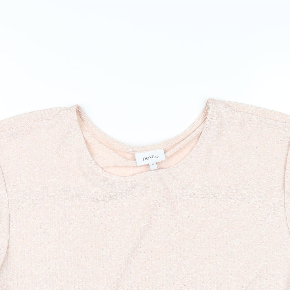 NEXT Womens Pink Polyester Basic T-Shirt Size 6 Round Neck