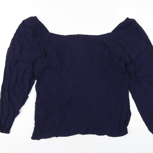 NEXT Womens Blue Viscose Basic T-Shirt Size 18 Square Neck